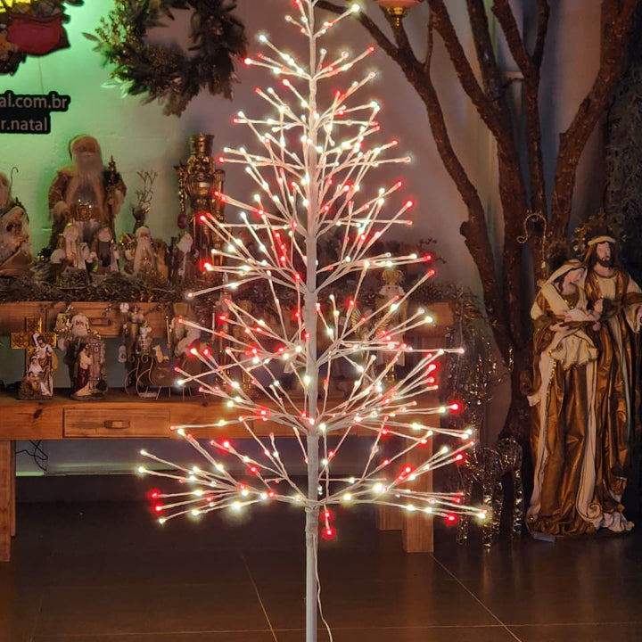 ÁRVORE DE LED COM 360 LEDS 170CM VERMELHA E BRANCO BIVOLT