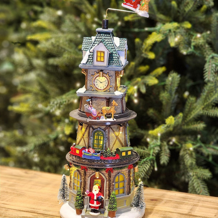 CENÁRIO VILA NATALINA TORRE COM RELÓGIO 37CM
