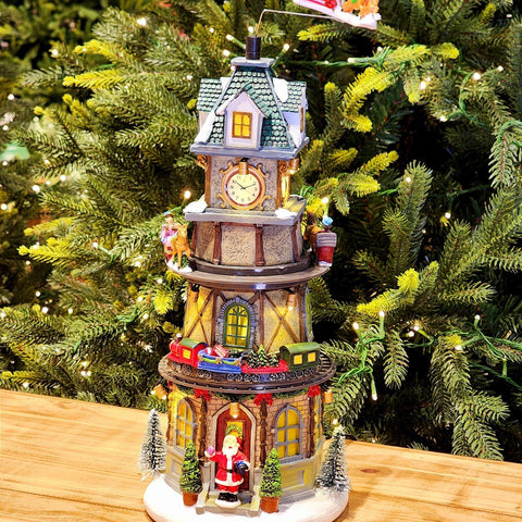 CENÁRIO VILA NATALINA TORRE COM RELÓGIO 37CM