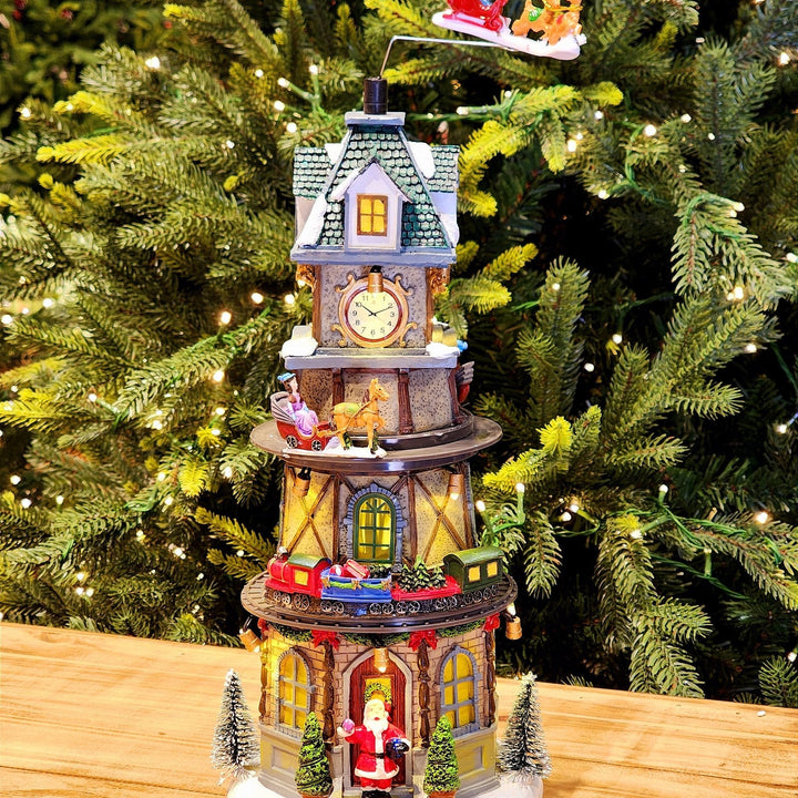 CENÁRIO VILA NATALINA TORRE COM RELÓGIO 37CM