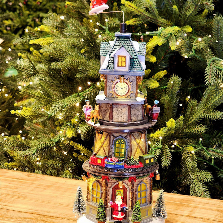 CENÁRIO VILA NATALINA TORRE COM RELÓGIO 37CM