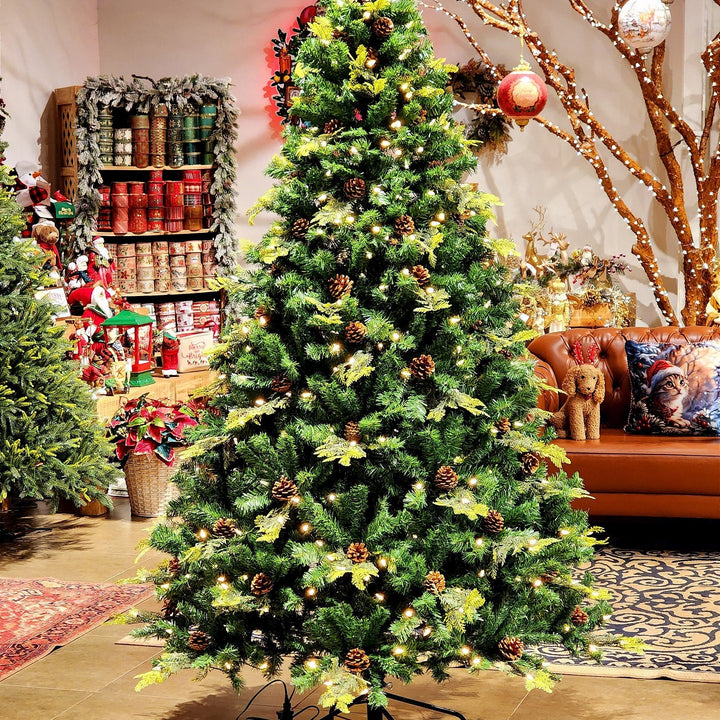 ÁRVORE REALISTA PINHEIRO CONSTELAÇÃO 400 LEDS WARM 1241 GALHOS 2,10CM MODELO CLICK BIVOLT