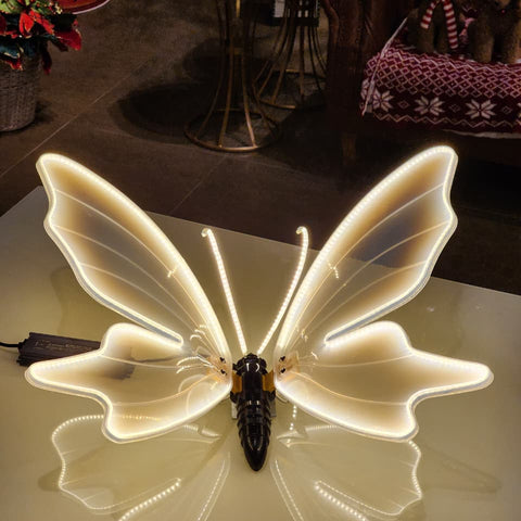 BORBOLETA 80CM COM LED WARM COM SUPORTE BIVOLT