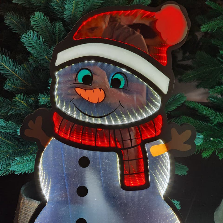 PLACA LUZ INFINITA BONECO DE NEVE 59,5CM