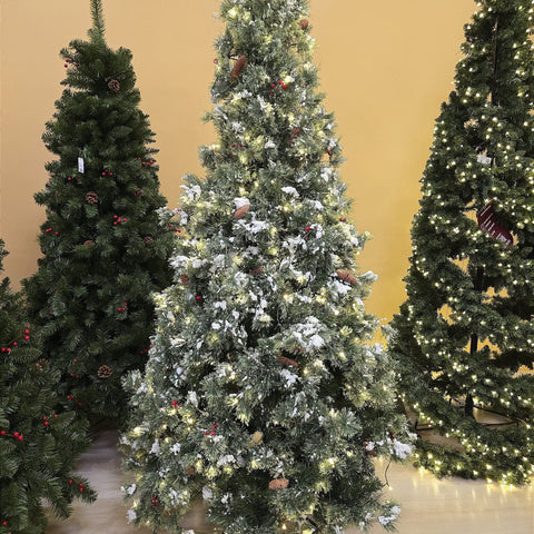 ÁRVORE PINHEIRO NEVADO REALISTA NORUEGA 1077 GALHOS COM 350 LEDS WARM 2,10CM