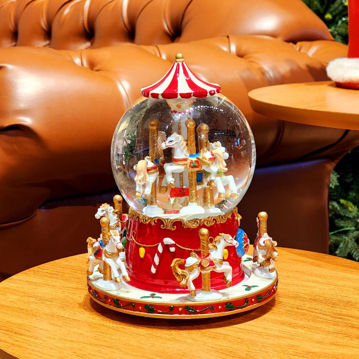 GLOBO COM ÁGUA CARROSSEL COM MOVIMENTO 20,5CM