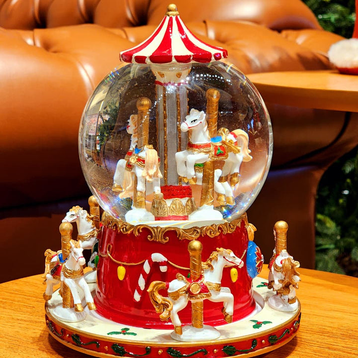 GLOBO COM ÁGUA CARROSSEL COM MOVIMENTO 20,5CM