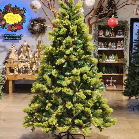 ÁRVORE REALISTA PINHEIRO COLORADO 300 LEDS WARM 1147 GALHOS 2,10CM BIVOLT